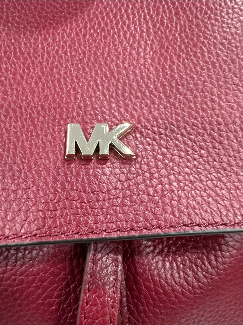 MICHAEL Michael Kors Junie Red Pebbled Leather Drawstring Backpack